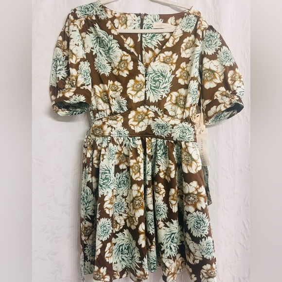 Happy X Nature NWT Sustainable Bohemian Floral Silky Puffy Sleeves SunDress S - Picture 2 of 10